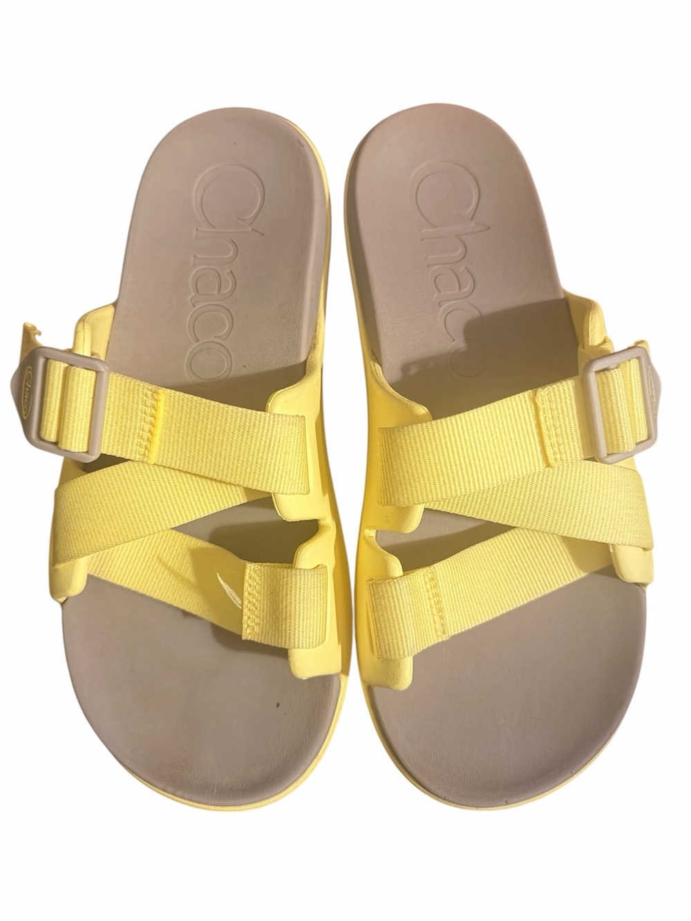 Chaco Slide Sandals Women’s 9 Yellow Adjustable Comfort Sport Casual